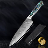 Home & Beyond Co Japanese-style steel knife set with chef and Santoku knives, featuring sleek handles and sharp blades for kitchen use.