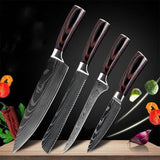 Home & Beyond Co carpenter's special 6-piece and 8-piece chef knife set with kitchen and cooking knives on a cutting board.
