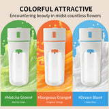 Home & Beyond Co electric wireless juicer blender with orange and fruit images, showing portable design, USB charging, and ice crushing capability.