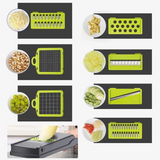 Home & Beyond Co 15-in-1 vegetable chopper with multiple blades and containers for efficient vegetable prep.