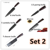 Home & Beyond Co Carpenter's Special 6 or 8-piece chef knife set with stainless steel blades and black handles for kitchen cooking.