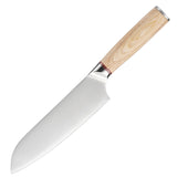 Set of nine stainless steel chef knives from Home & Beyond Co, including various blades for meat, fruit, and kitchen tasks.