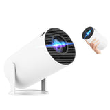 Compact portable projector from Home & Beyond Co showing projection screen and control buttons on a white background.