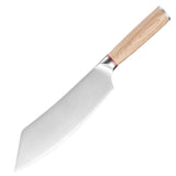 Home & Beyond Co stainless steel chef knife set with nine knives, including meat, fruit, and slicing tools, displayed on a kitchen countertop.