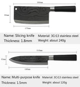 Home & Beyond Co professional chef stainless steel knife gift set with multiple knives on a wooden cutting board.