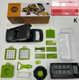 Home & Beyond Co 15-in-1 vegetable chopper with multiple blades and containers for efficient vegetable preparation.