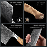 Home & Beyond Co KD 67 Layer Damascus Nakiri Knife set with sleek layered steel blade for precise vegetable chopping.