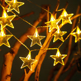 Led Five-pointed Star Red, White And Blue Lighting Chain Decorative Color String Lights - Home & beyond co