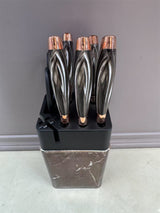 Home & Beyond Co kitchenware knife set with stainless steel knives and wooden block for precise slicing and chopping.