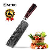Home & Beyond Co Carpenter's Special 6 and 8-piece kitchen knife set with chef and cooking knives, displayed on a wooden surface.
