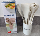 Home & Beyond Co kitchenware knife set with stainless steel knives and wooden block for precise slicing and chopping.