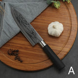 Set of professional stainless steel chef knives from Home & Beyond Co, displayed with various knife types on a wooden surface.