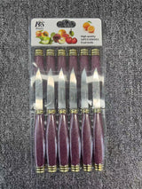 Home & Beyond Co kitchenware knife set with stainless steel blades and black handles, neatly arranged on a wooden countertop.