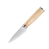 Stainless steel chef knife set from Home & Beyond Co, featuring 9 kitchen knives including meat and fruit cutting blades.