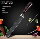 Home & Beyond Co carpenter's special 6- or 8-piece kitchen knife set with chef and cooking knives, displayed on a cutting board.