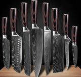 Home & Beyond Co carpenter's special kitchen knife set, including 6-piece and 8-piece chef knives for cooking and food prep.
