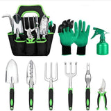Garden Supplies 9-piece Aluminum Alloy Set, Silicone Two-color Handle Shovel Gardening Tools - Home & beyond co
