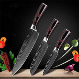 Home & Beyond Co carpenter's chef knife set with six or eight kitchen knives for cooking and food prep.